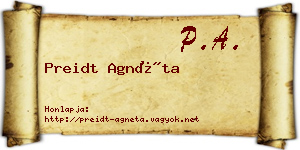 Preidt Agnéta névjegykártya